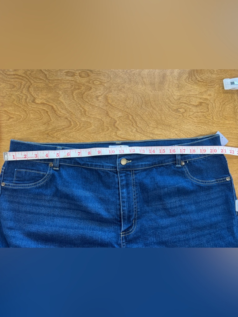 just be Dark Blue Frayed Hem Denim Shorts - Picture 3 of 5
